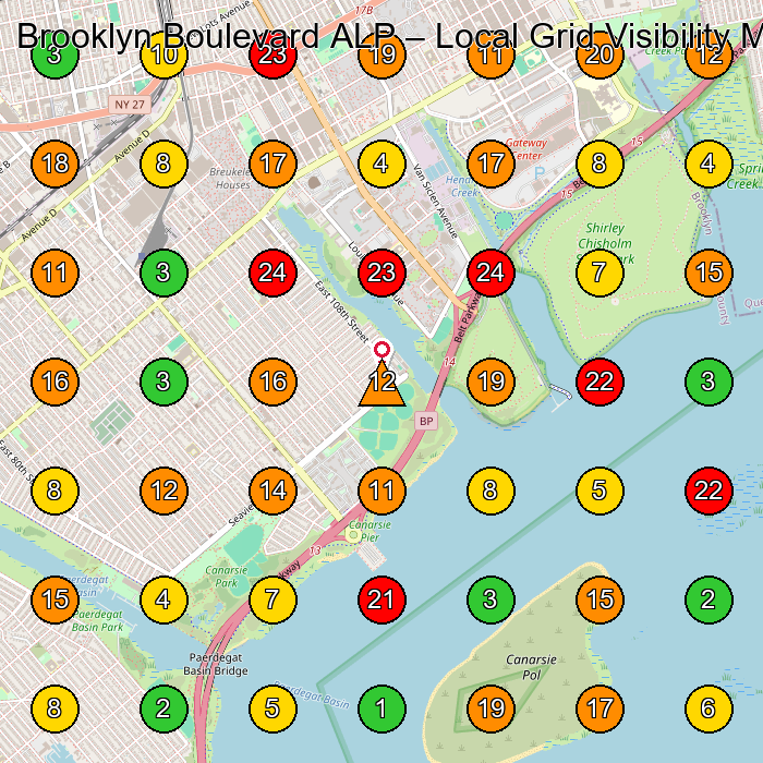 Brooklyn Boulevard ALP Nursing Home GeoGrid ranking map for Brooklyn NY